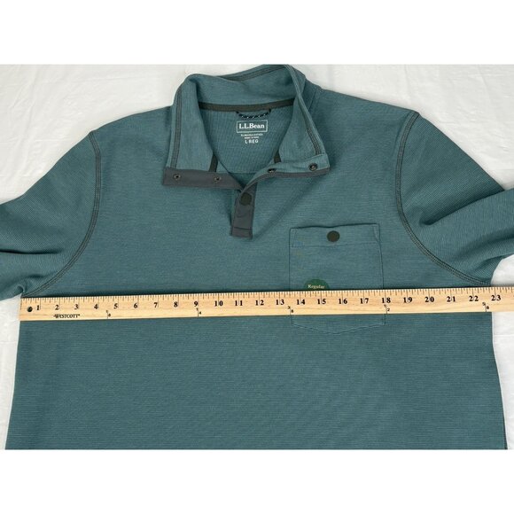 NWT LL Bean Bold Coast Pullover Men’s Large Regular Storm Teal Snap 523182 - Picture 10 of 12